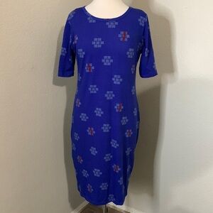LULAROE blue patterned Julia dress